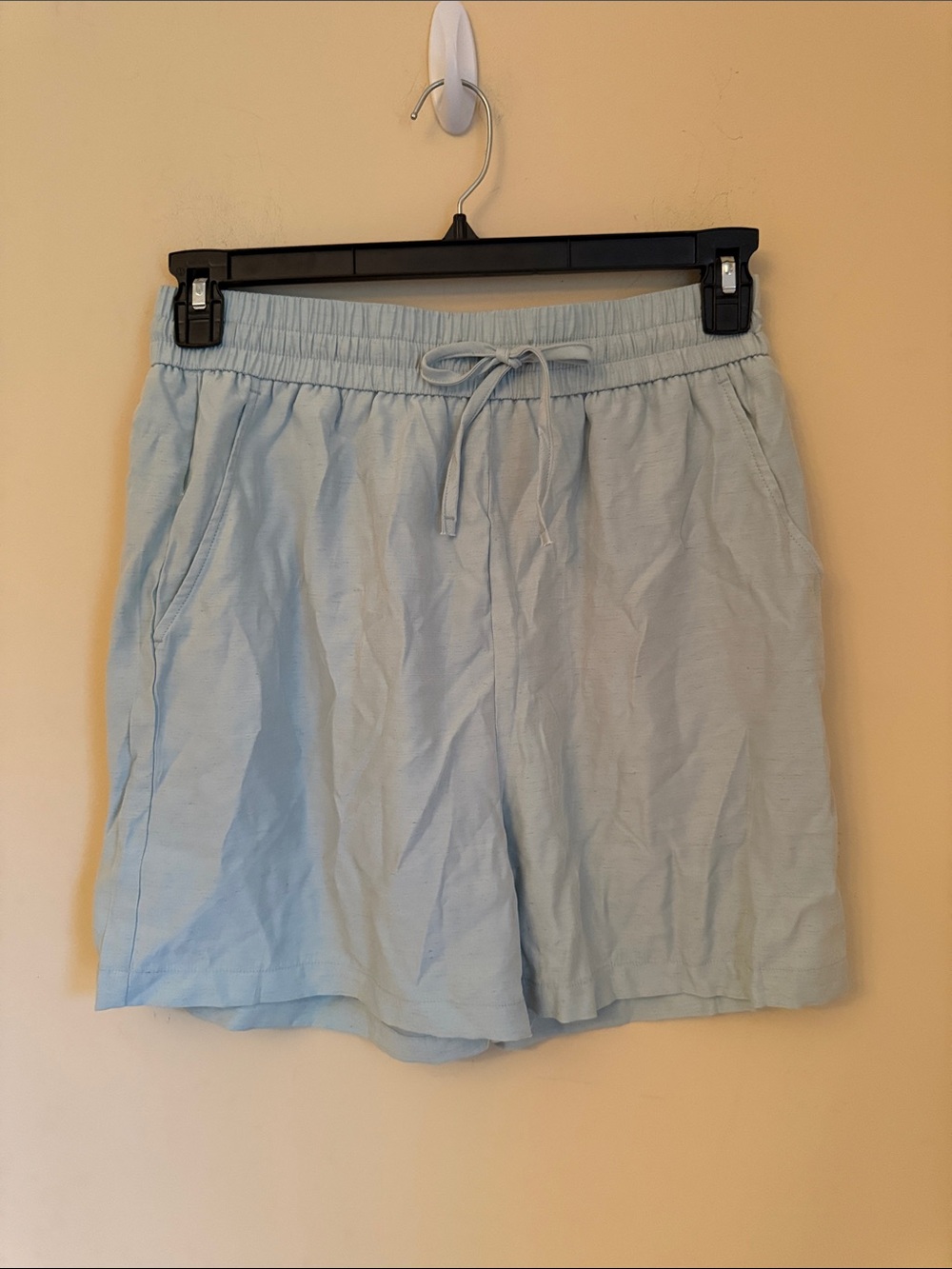 HALARA Light Blue Elastic Waist Shorts medium shorts